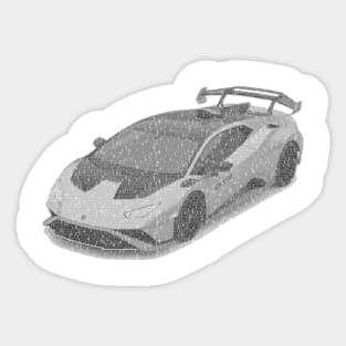 Lamborghini Huracan Sto - Grayscale version typographic art 2 Sticker
